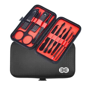 10 Pcs Stainless Steel Manicure Kit, Professional Nail Care Tools with Luxurious Travel Case