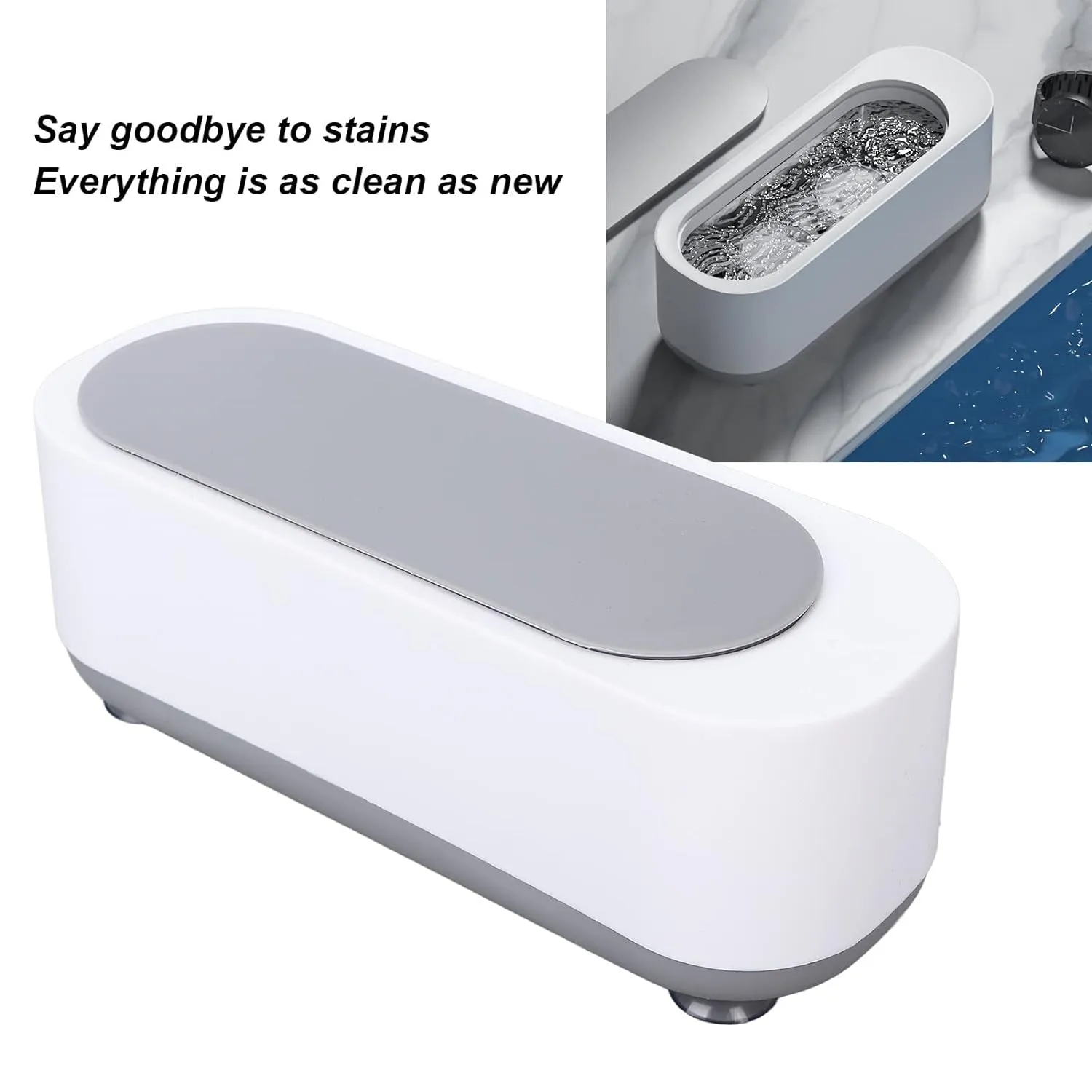 12670 Ultrasonic Jewelry Cleaner Machine Portable Professional Mini Household Sonic Cleaning Machine for Jewelry, Necklaces, Dentures, Eyeglasses, Watches, Watch Strap, Rings, Retainer, Coins Ultrasonic Vibration Machine (Battery Not Included)