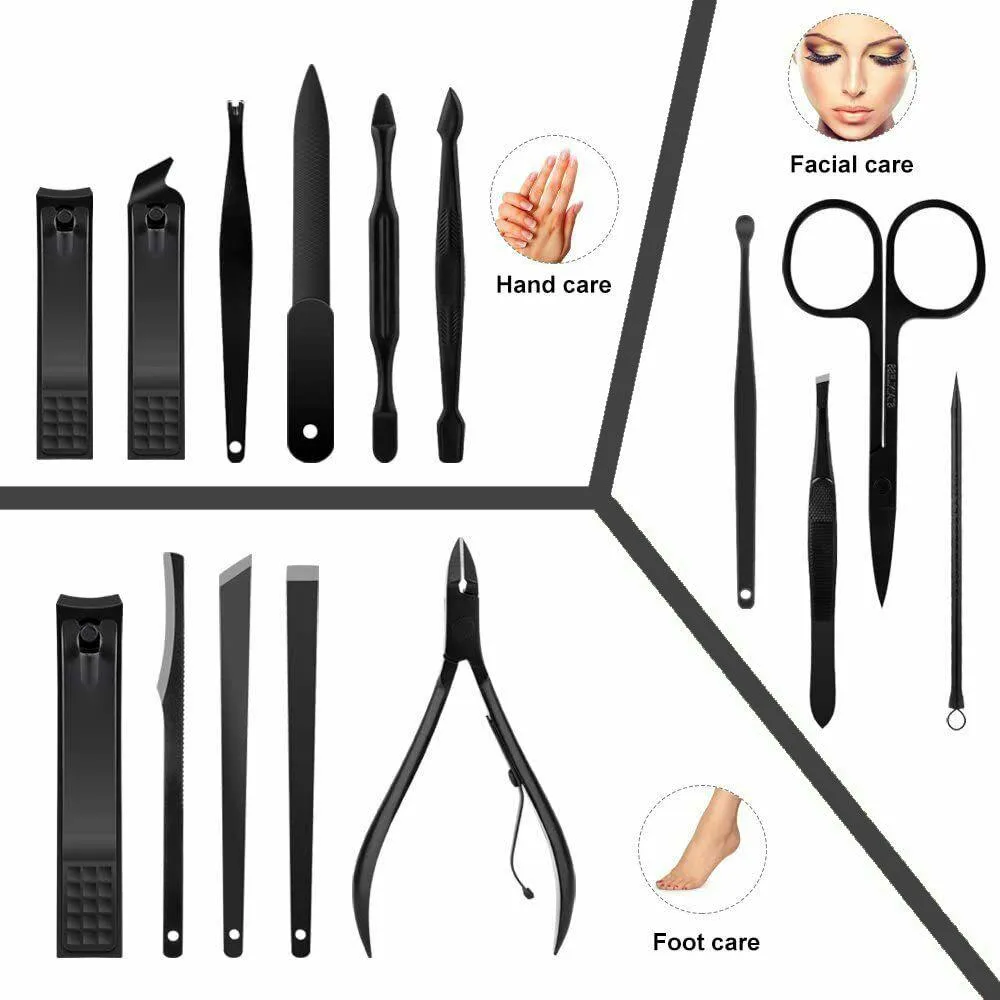 18PCS Manicure Set Tools Pedicure Kit Stainless Steel Nail Grooming Clippers AU