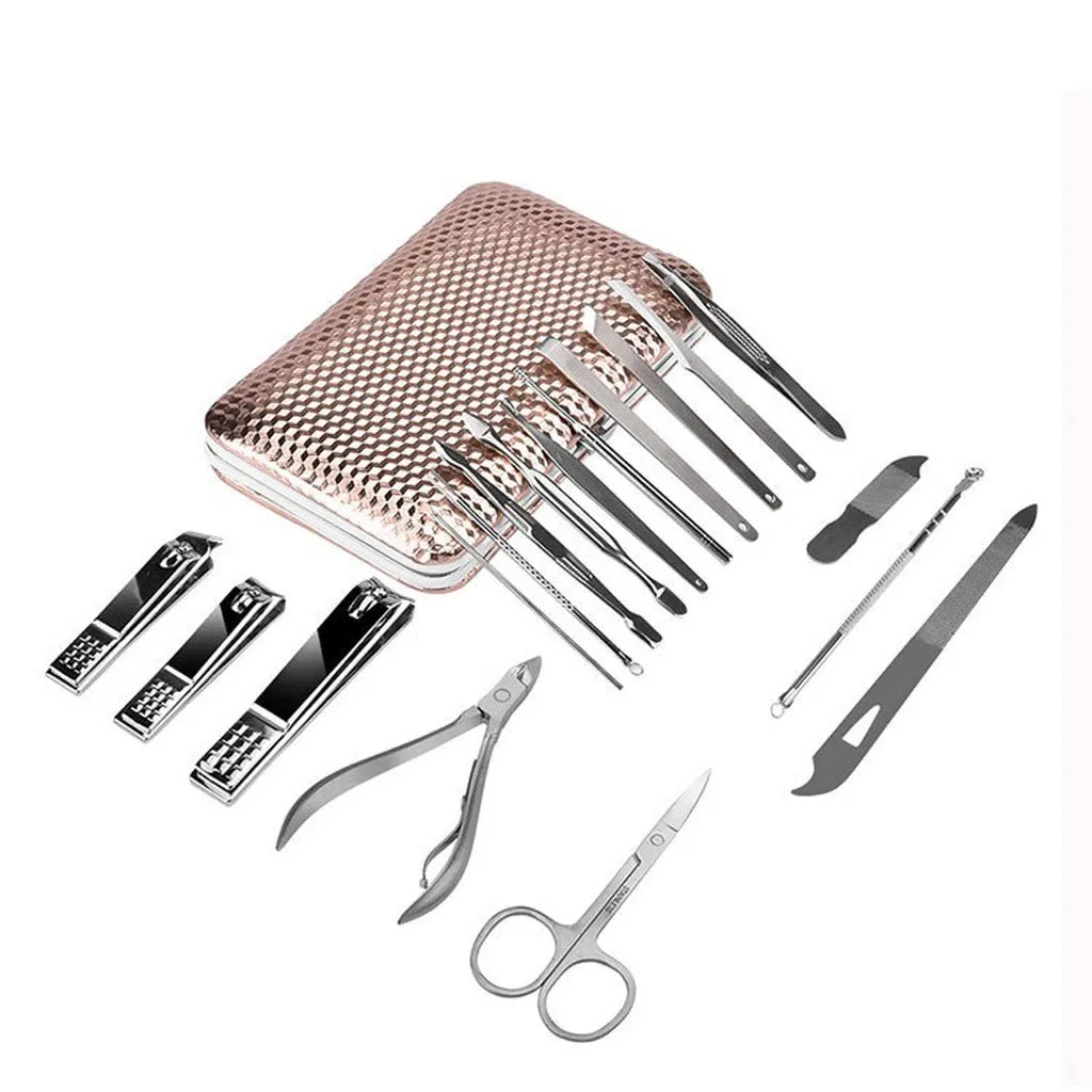 18PCS Manicure Set Tools Pedicure Kit Stainless Steel Nail Grooming Clippers AU