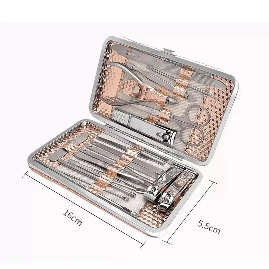 18PCS Manicure Set Tools Pedicure Kit Stainless Steel Nail Grooming Clippers AU