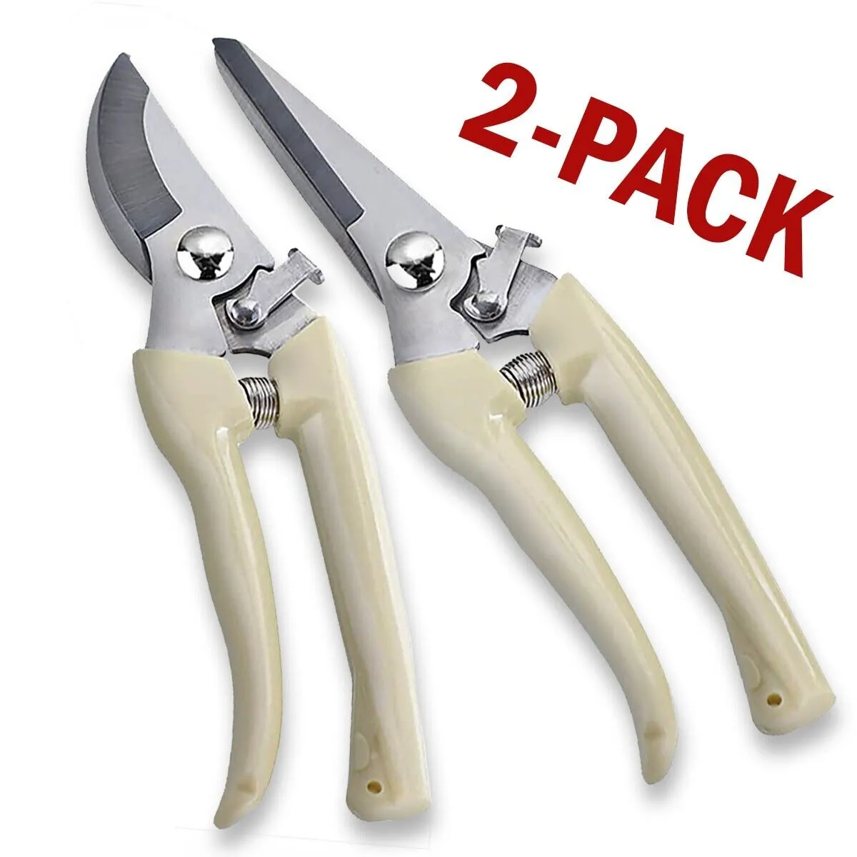 2 Pack Garden Pruning Shears Set Bypass Branch Pruner Straight Blade Scissors