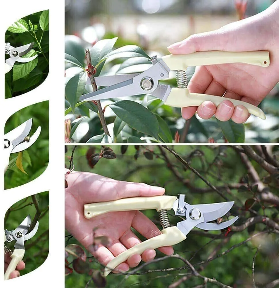 2 Pack Garden Pruning Shears Set Bypass Branch Pruner Straight Blade Scissors