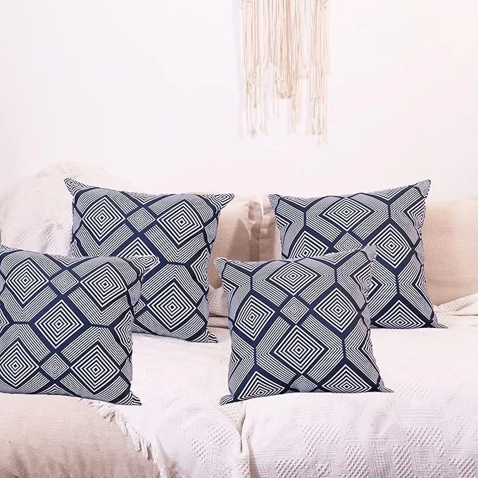 2 Pcs 50x50 cm Navy Blue Cushion Covers