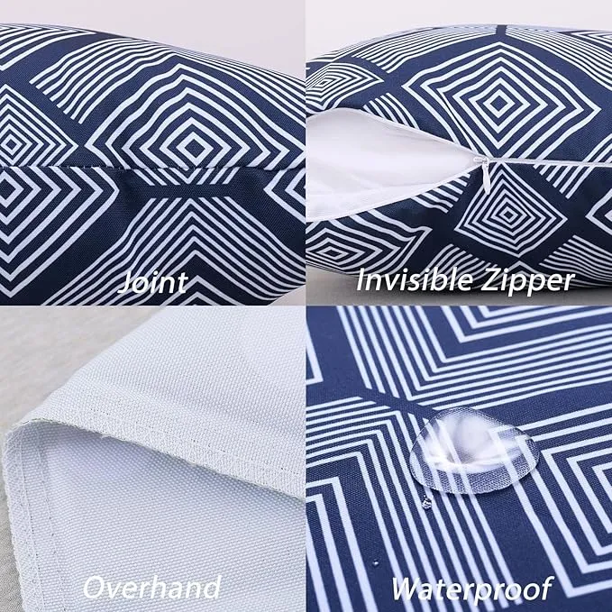 2 Pcs 50x50 cm Navy Blue Cushion Covers