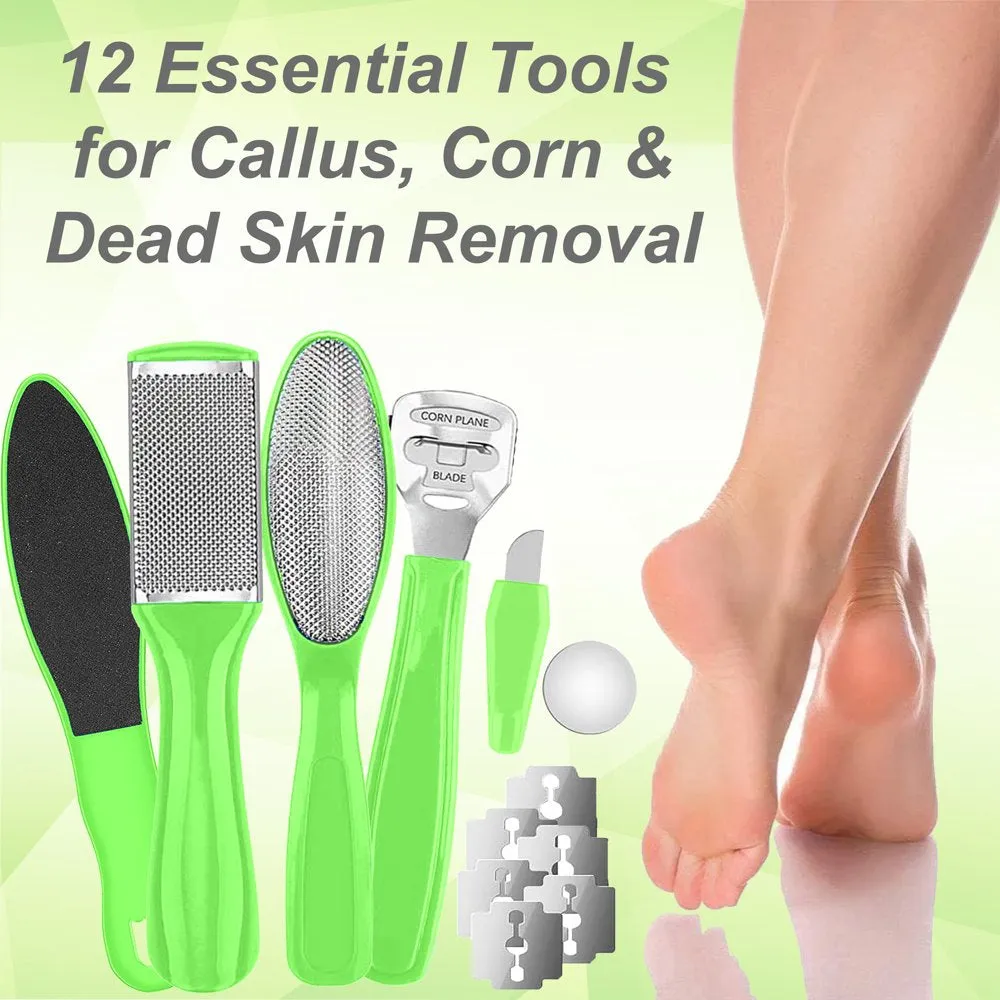 32 Piece Professional Pedicure Kit with Callus Remover with Foot File, Nail File Buffer, Feet Scrubber Dead Skin Remover & More