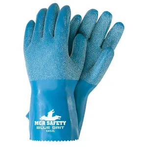 6852L MCR Safety Blue Grit® Gloves, Large, Latex, White, 12 Inch L