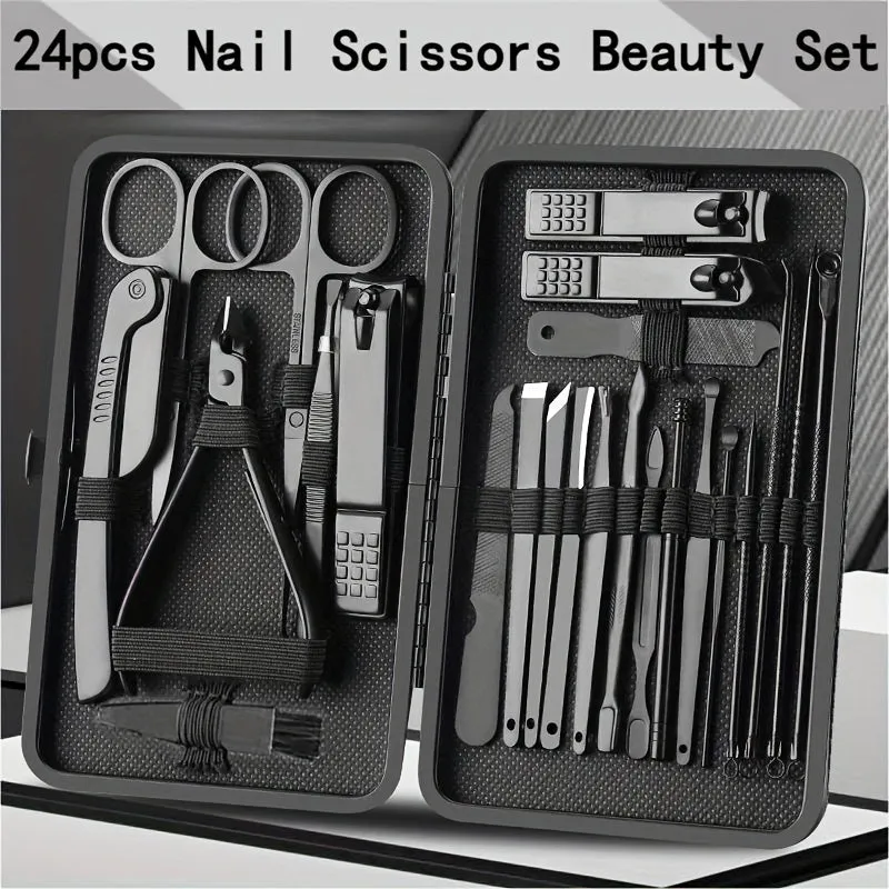 8-24pcs Nail Clippers Manicure Tool Set, With Portable Travel Case, Cuticle Nippers And Cutter Kit, Professional Nail Clippers Pedicure Kit, Grooming Kit For Travel