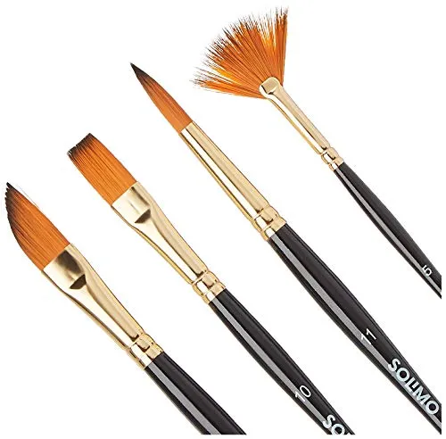 Amazon Brand - Solimo Paint Brushes for Acrylic and Water Colours, with Carry Case, 12 Piece Set