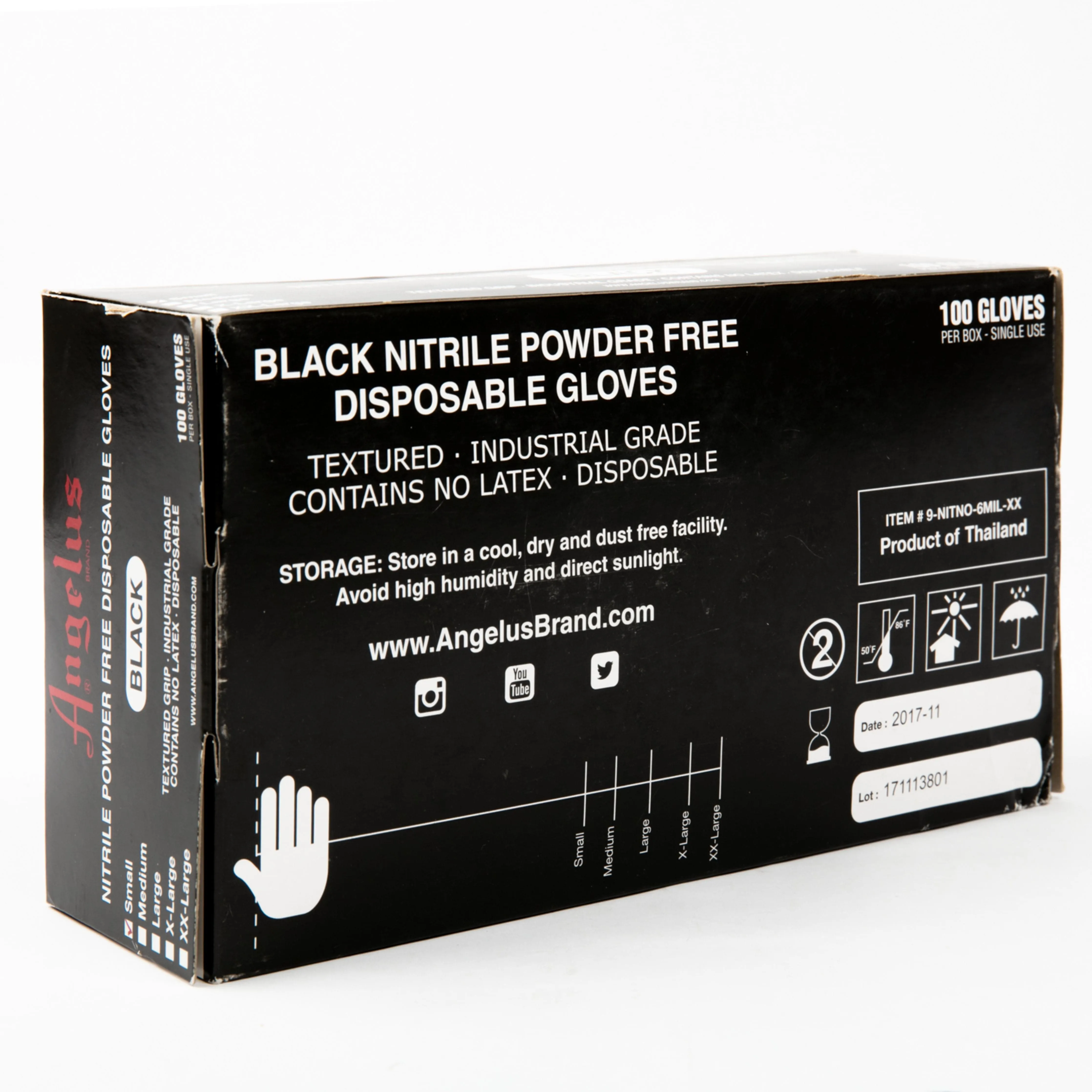 Angelus Black Nitrile Gloves Small Box Of 100