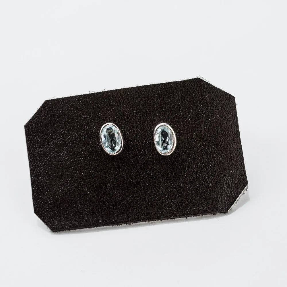 Aquamarine Petite Oval Stud Earrings