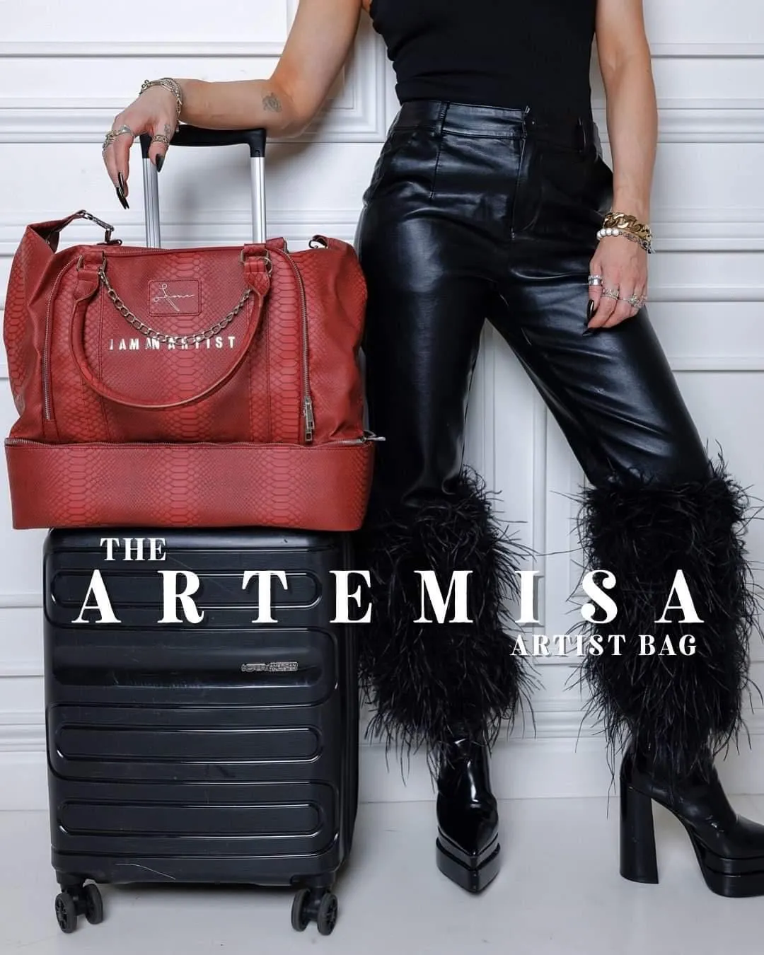 Artisan Series: Artemisa “I Am An Artist” Red Vegan Leather Luxury Tote Bag Exclusive Offer