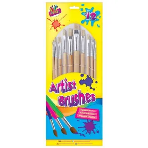 Artist Natural Bristle Brushes - 12 Pack Painting Brush Set Craft Supplies