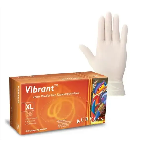 Aurelia Vibrant Latex Powder Free Examination Gloves 100 Gloves (By Weight)