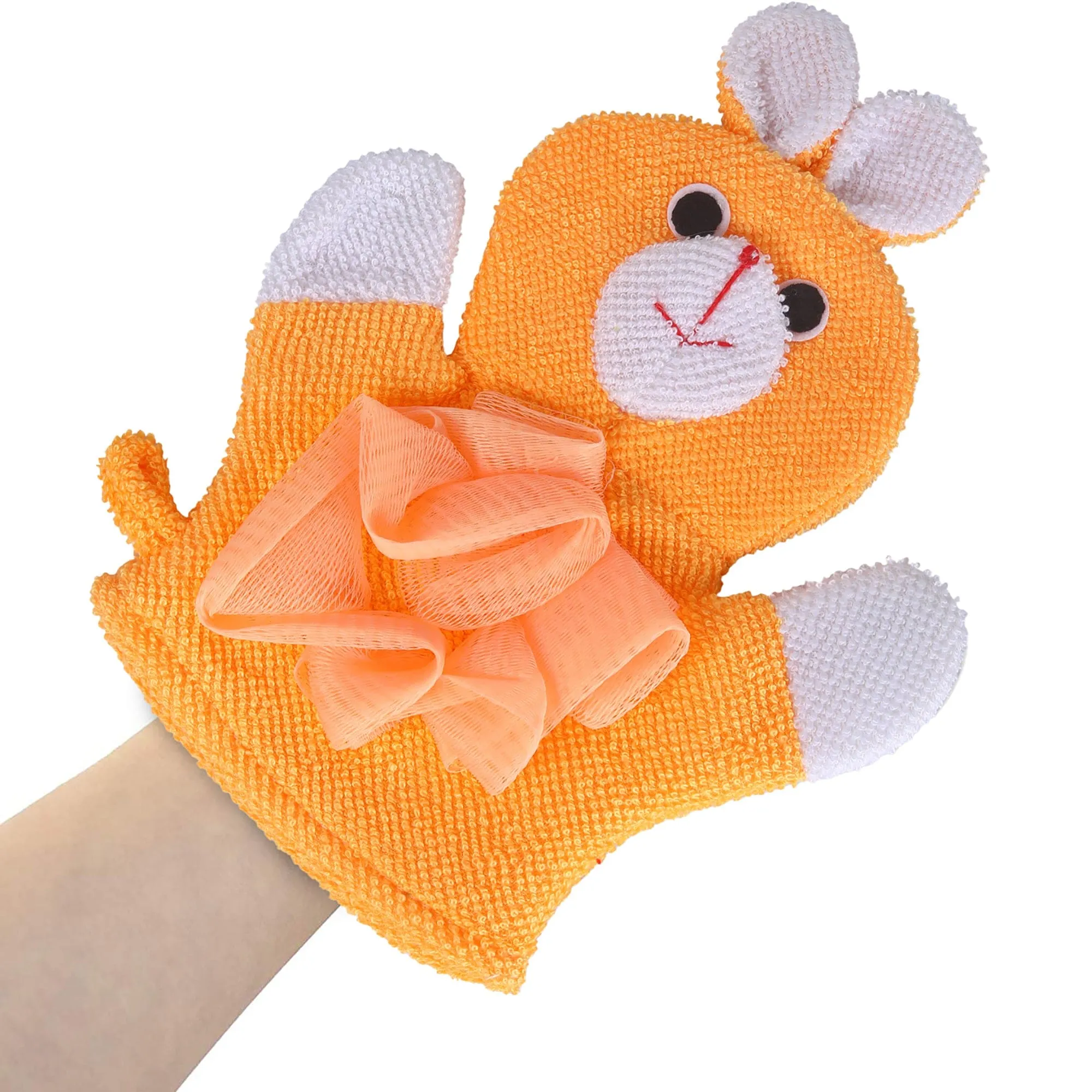 Baby Moo Cute Puppy Bath Time Fun Hand Puppet Loofah Bath Glove - Orange