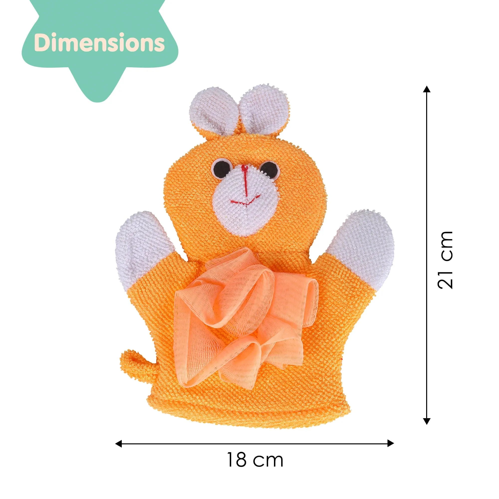 Baby Moo Cute Puppy Bath Time Fun Hand Puppet Loofah Bath Glove - Orange