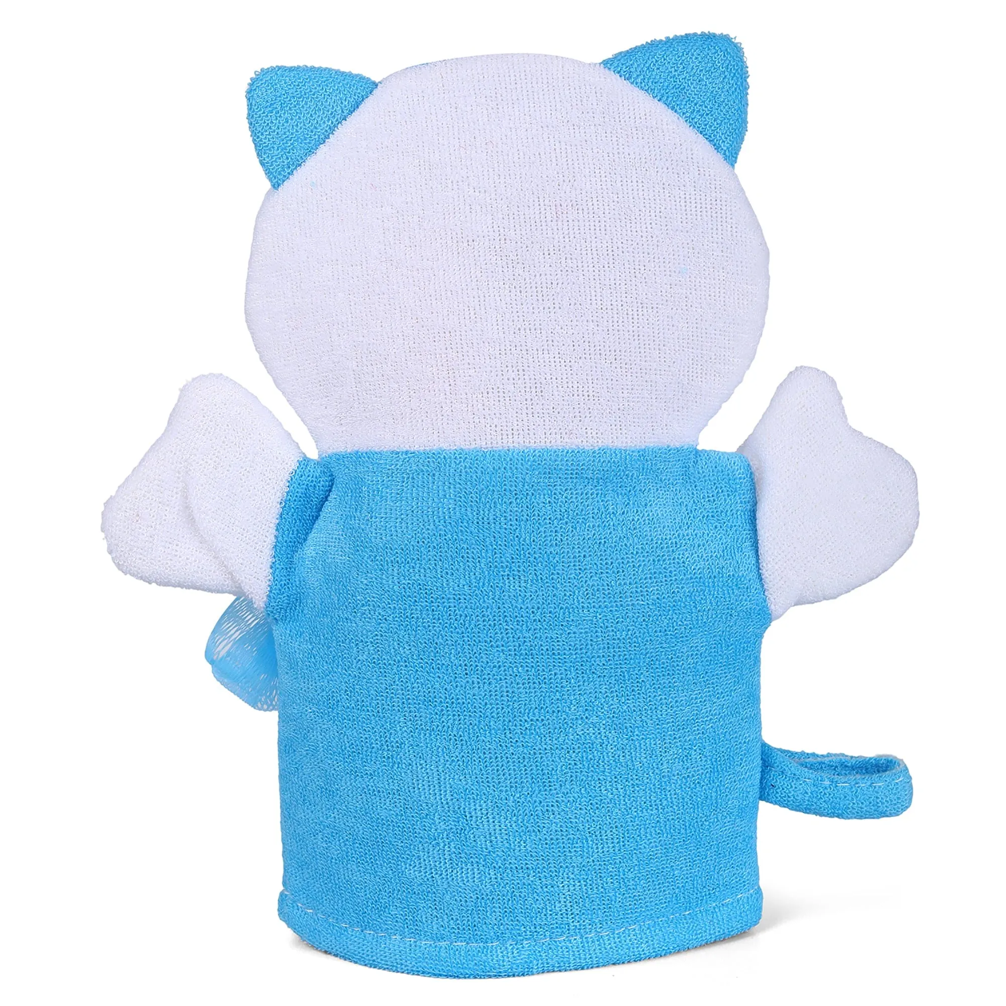 Baby Moo Pretty Kitty Bath Time Fun Hand Puppet Loofah Bath Glove - Blue