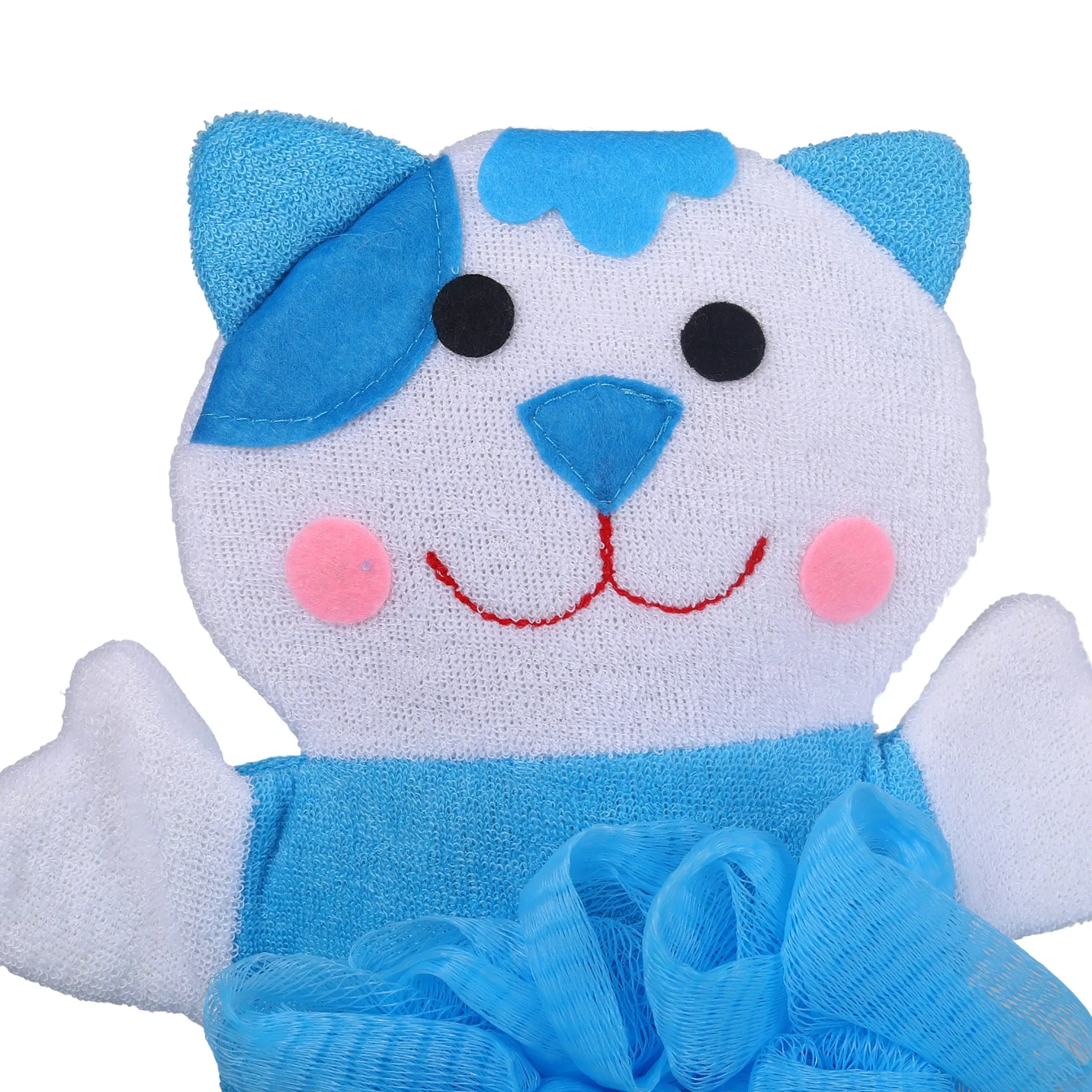 Baby Moo Pretty Kitty Bath Time Fun Hand Puppet Loofah Bath Glove - Blue