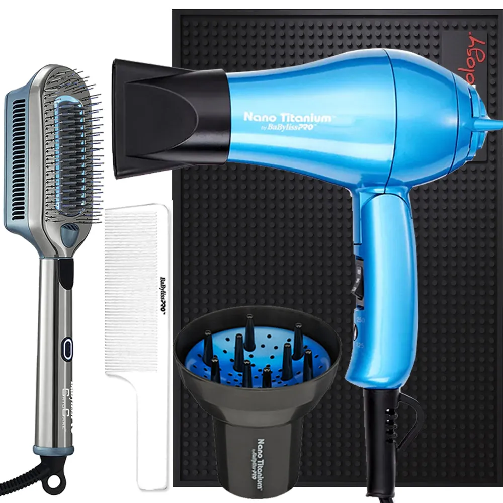 BaByliss Pro Nano Titanium Travel 1000 Watt Hair Dryer   Universal Finger Diffuser Bundle