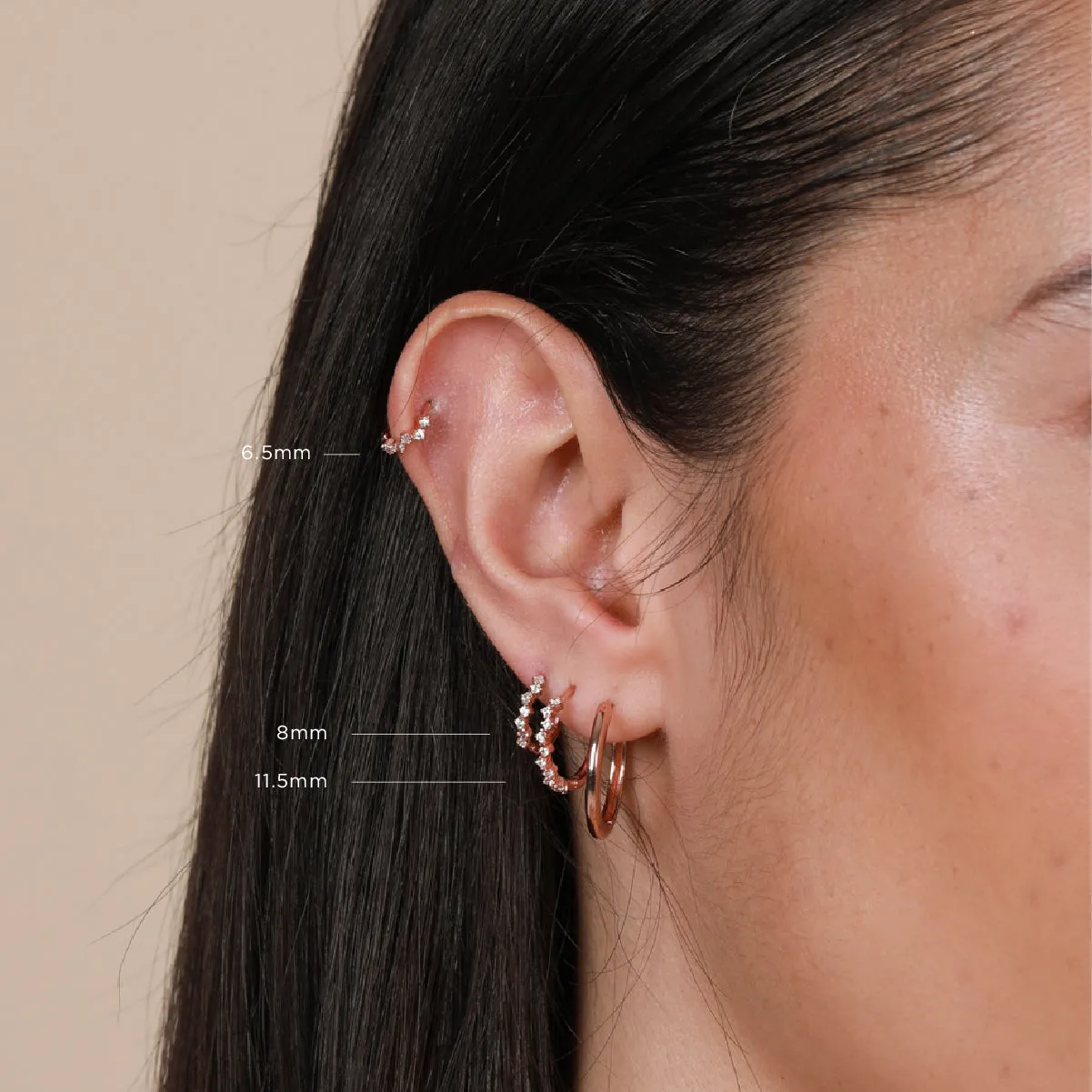 Cluster Hoop 11.5mm in Rose Gold