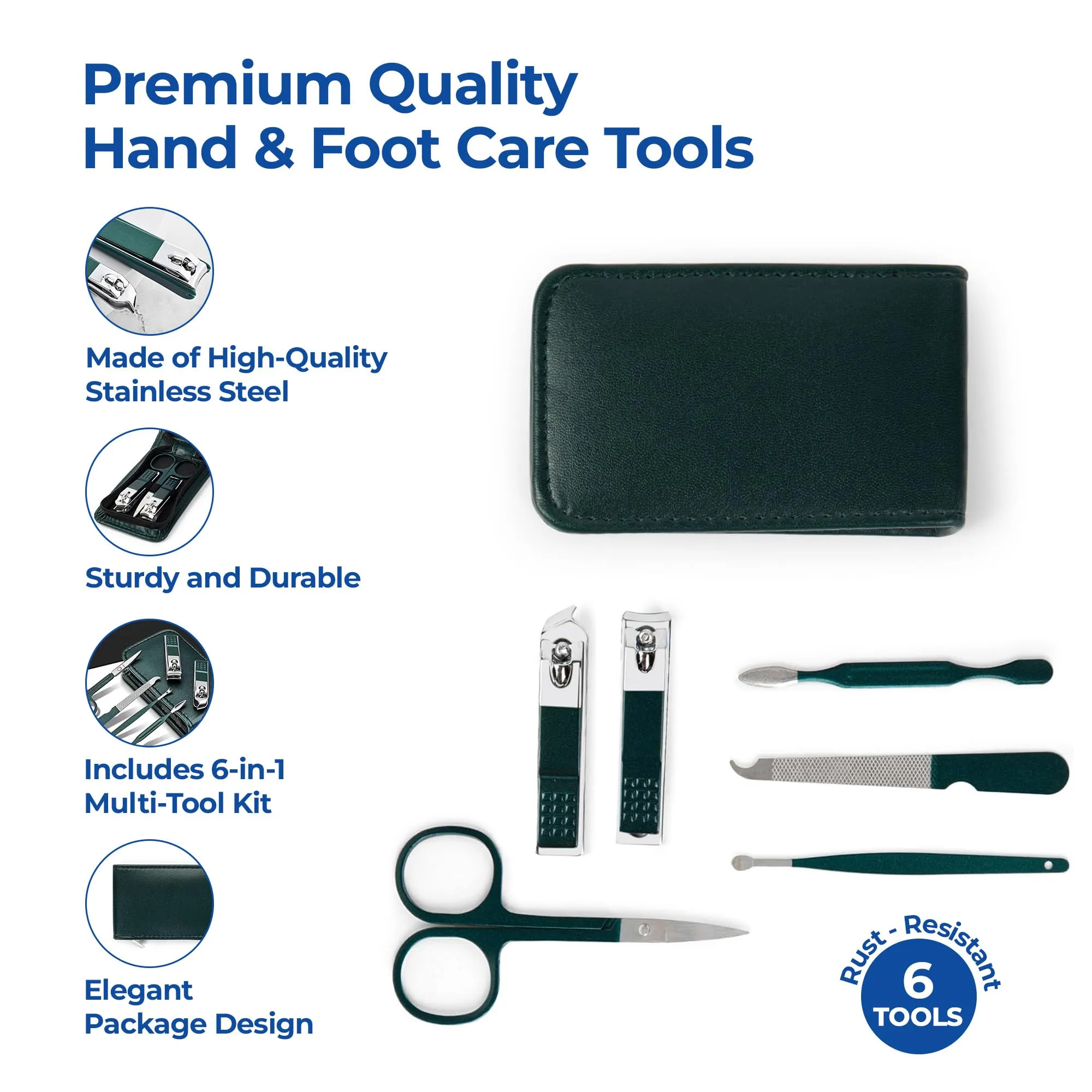 Dr Foot Pedicure Kit for Women for Foot | Manicure Pedicure Kit Products | Manicure Kit | Pedicure Tools | Nail Cutter Kit | Pedicure Set | Manicure Kit for Women | Pedicure Tools for Feet | 6 in 1