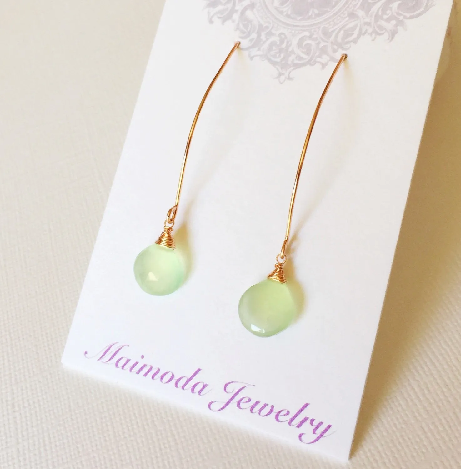 Earrings Kalena - mint chalcedony (E200)