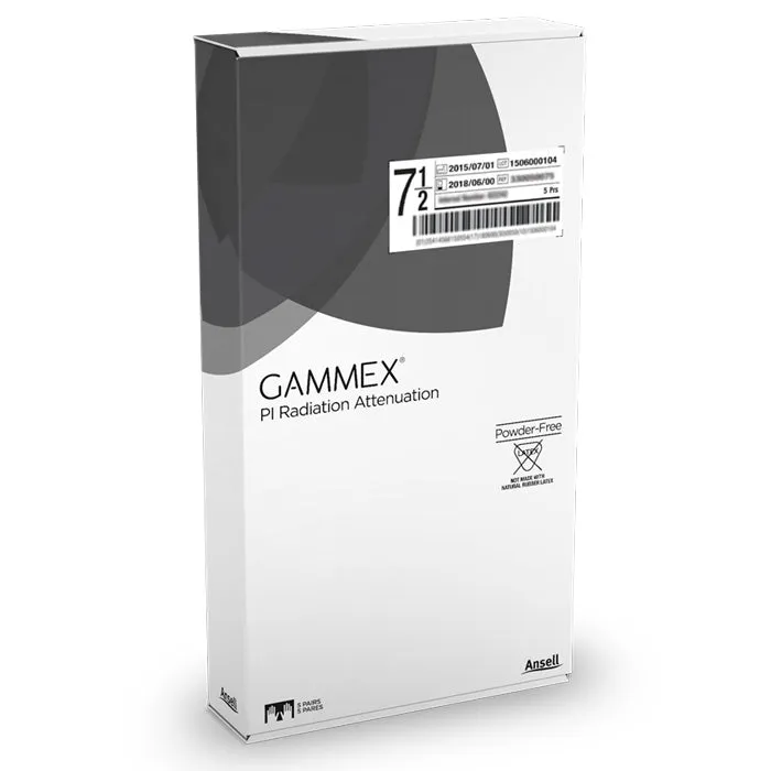 GAMMEX Radiation Attenuation Gloves Extended Cuff Length, Textured Black, 5 Pair Per Box, Sold by Case of 5 Boxes