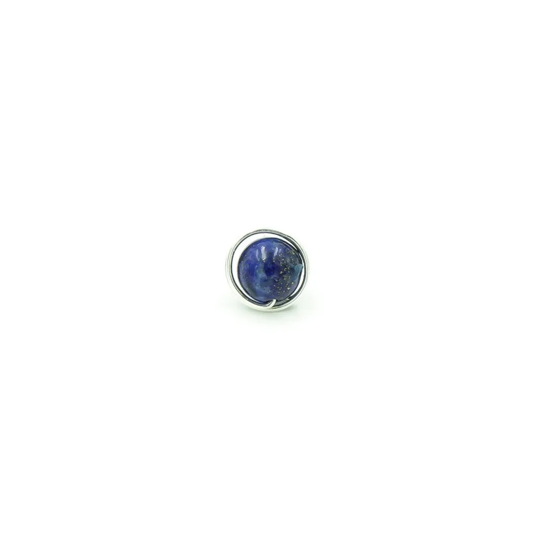 Handmade Sterling Silver Lapis Lazuli Nests | Single Stud Earrings | December Birthstone | Eco-Friendly Jewelry | Hypoallergenic & Nickel-Free | Natural Stone | Wedding Anniversary