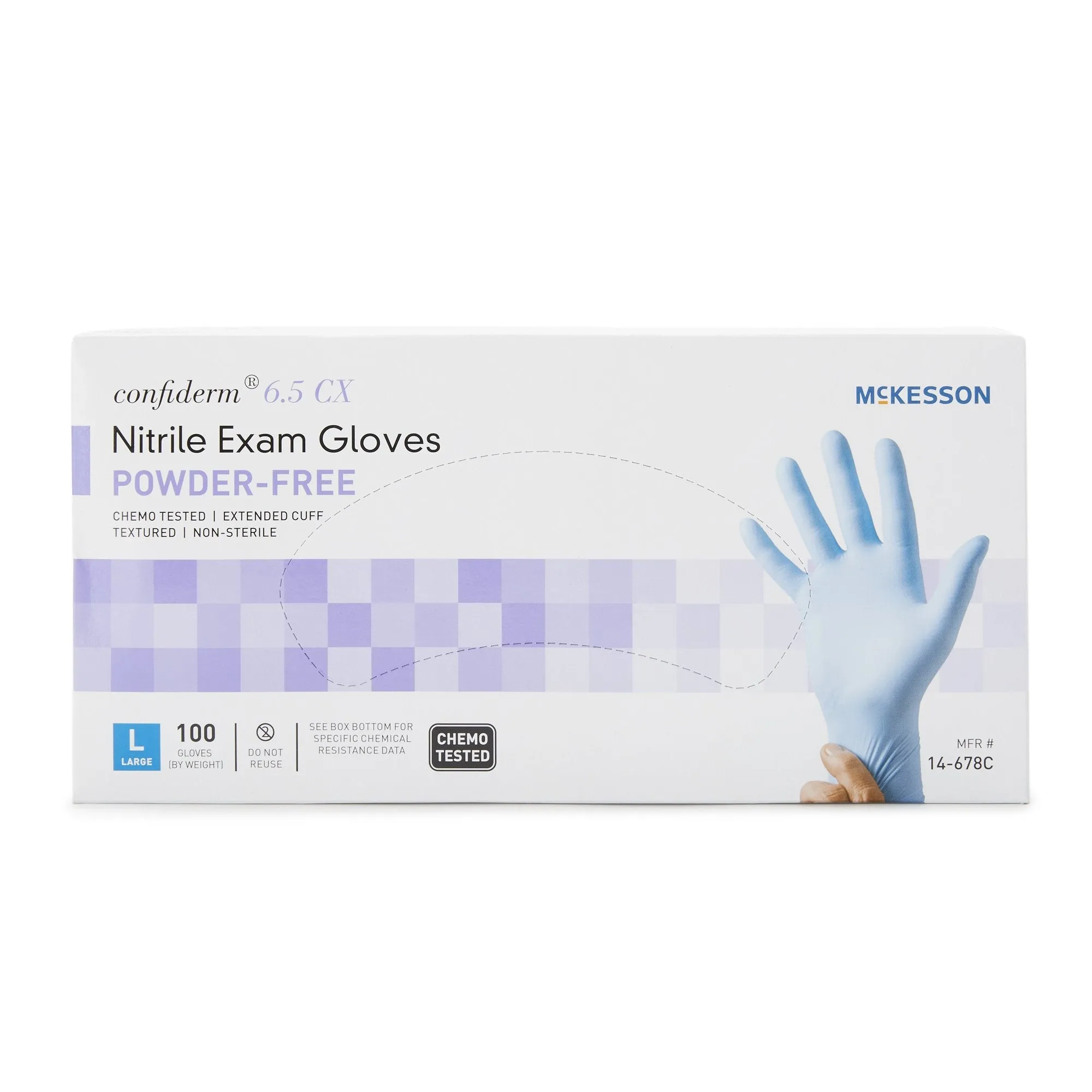 McKesson Confiderm® 6.5CX Extended Cuff Nitrile Extended Cuff Length Exam Glove, Large, Blue