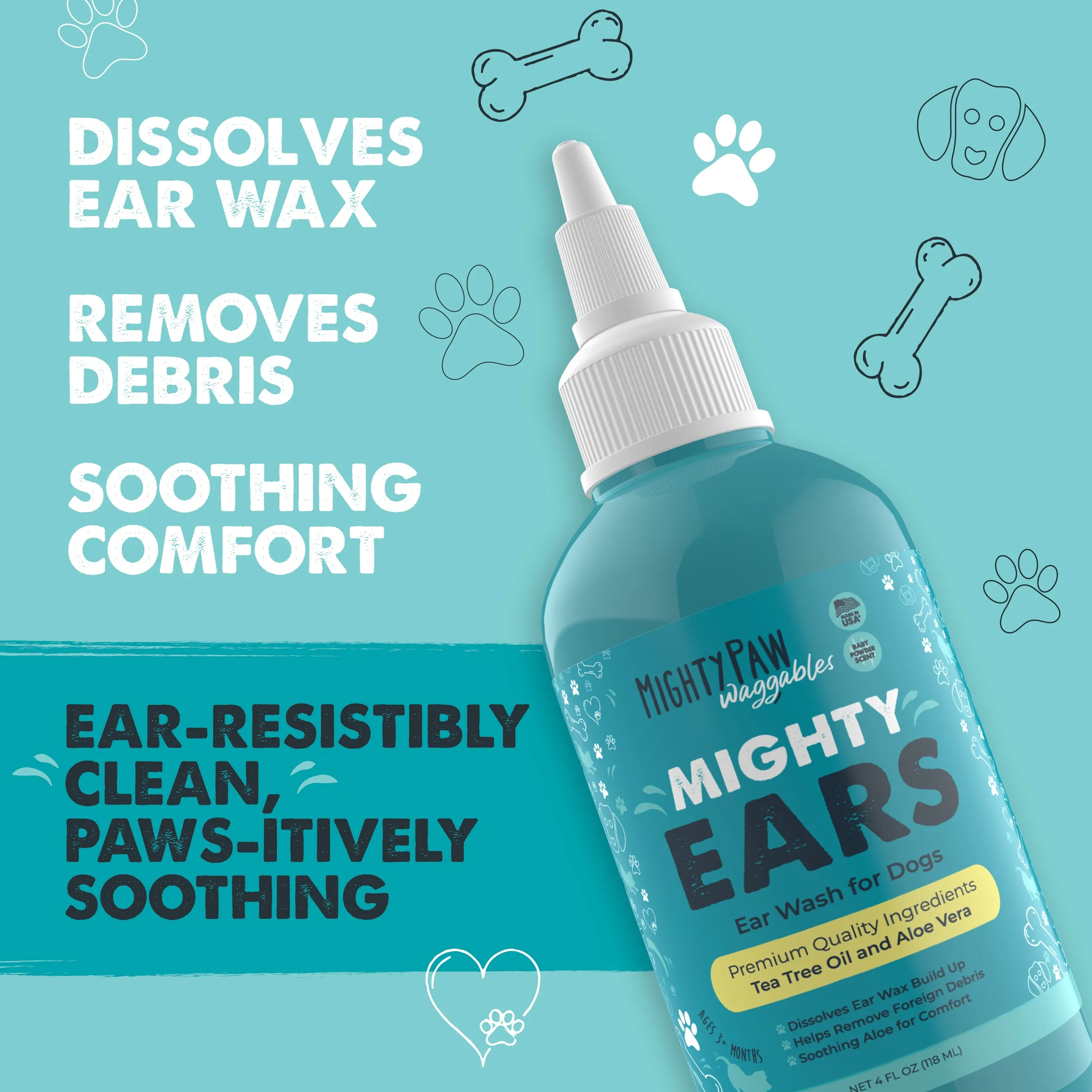 Mighty Ears Ear Wash: Gentle and Soothing Ear Cleaner for Dogs