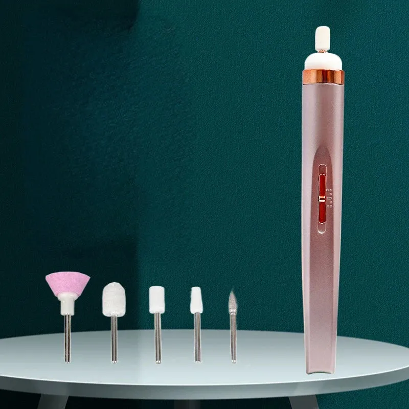 Mini portable electric nail drill, nail polishing machine with light, manicure art pen tools