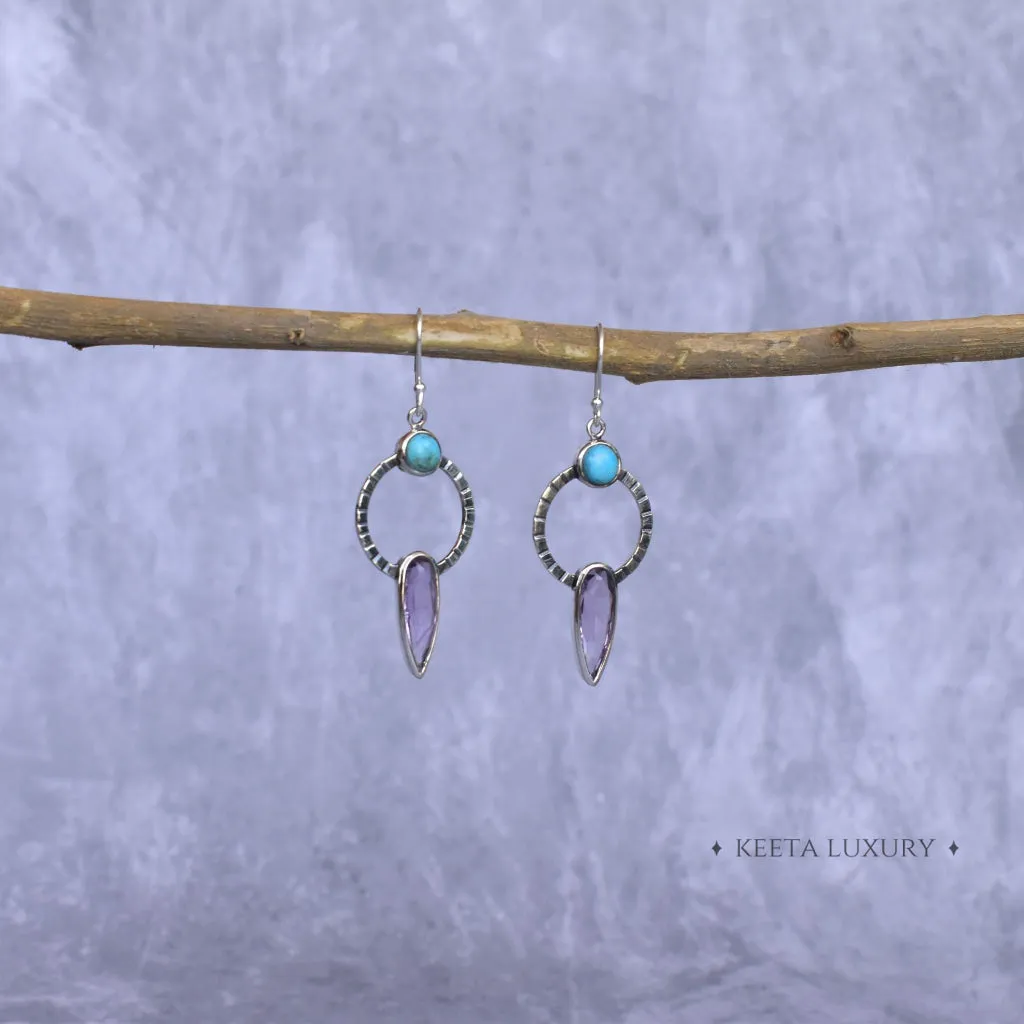 Nature Fusion - Amethyst & Turquoise Earrings