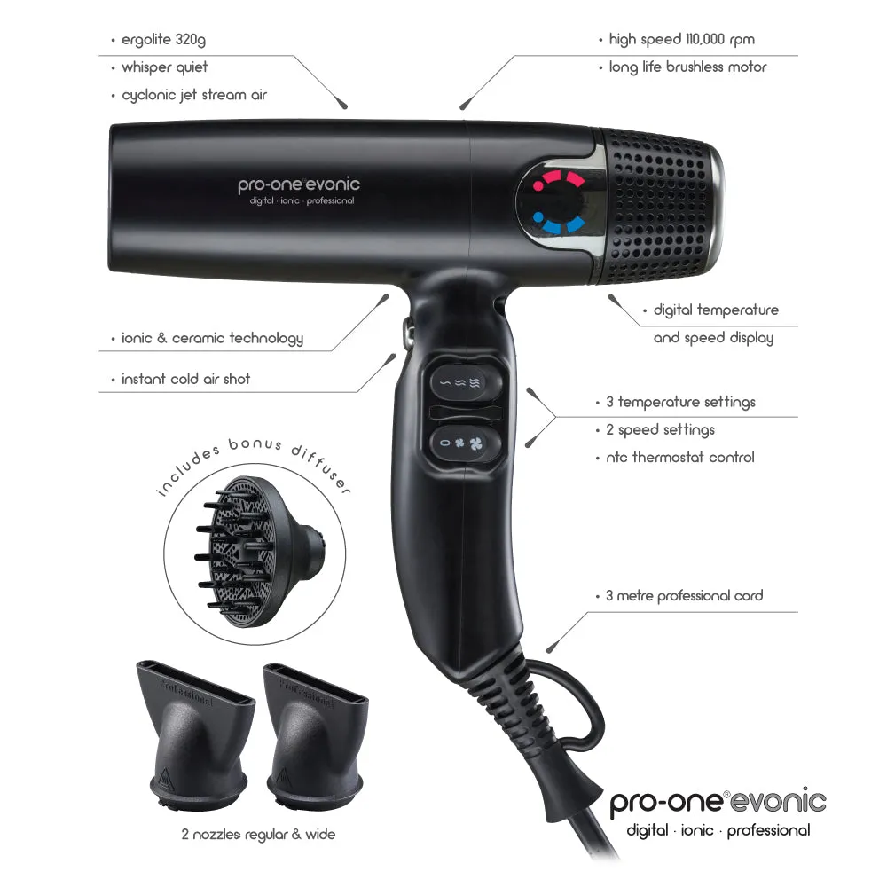 Pro-One EVONIC Hairdryer - BLACK