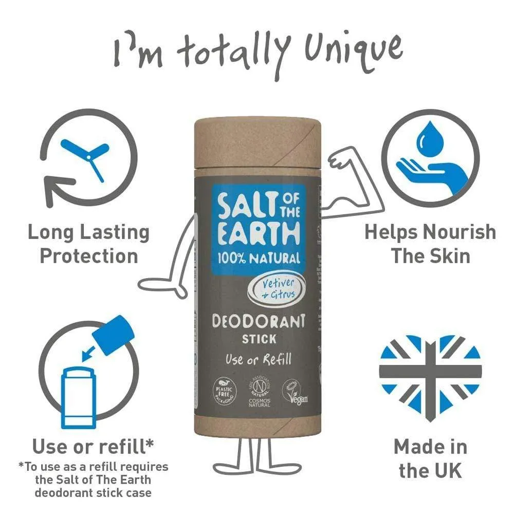 Salt of The Earth Natural Deodorant Stick Tube - Vetiver & Citrus