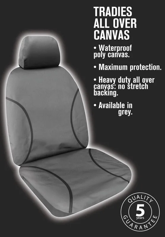 Tradies Full Canvas Seat Covers Suits Ford Ranger (PX) Dual Cab/All Badges 2011-5/2015 Grey