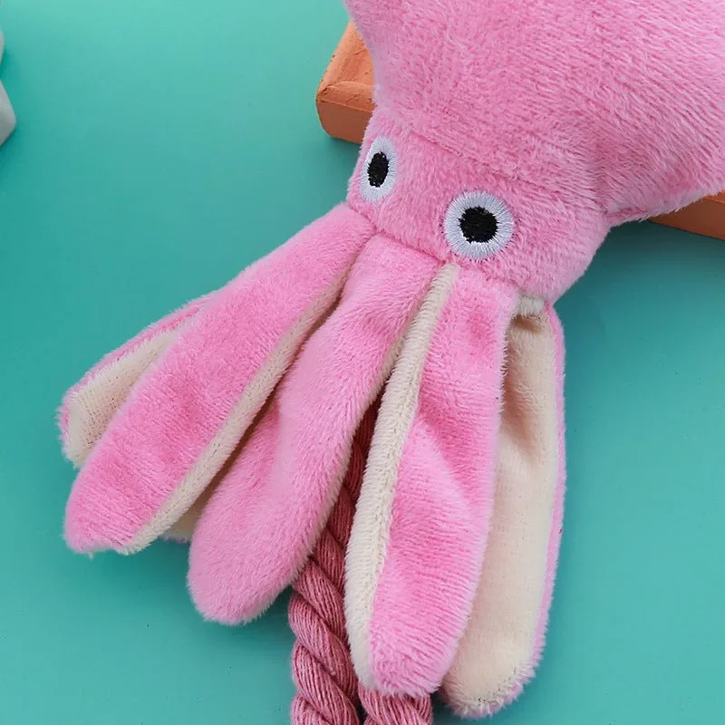 Vocal Bite-Resistant Octopus Teeth Cleaning Interactive Pet Dog Plush Chew Toy