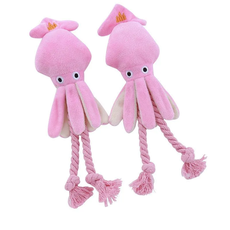 Vocal Bite-Resistant Octopus Teeth Cleaning Interactive Pet Dog Plush Chew Toy