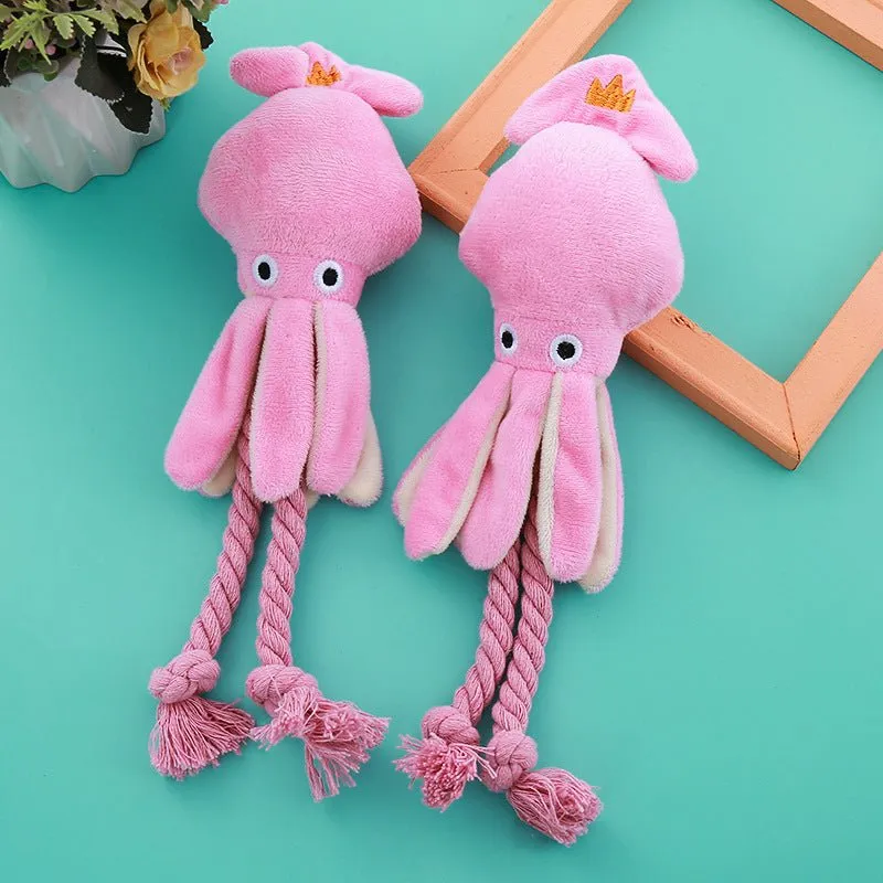 Vocal Bite-Resistant Octopus Teeth Cleaning Interactive Pet Dog Plush Chew Toy